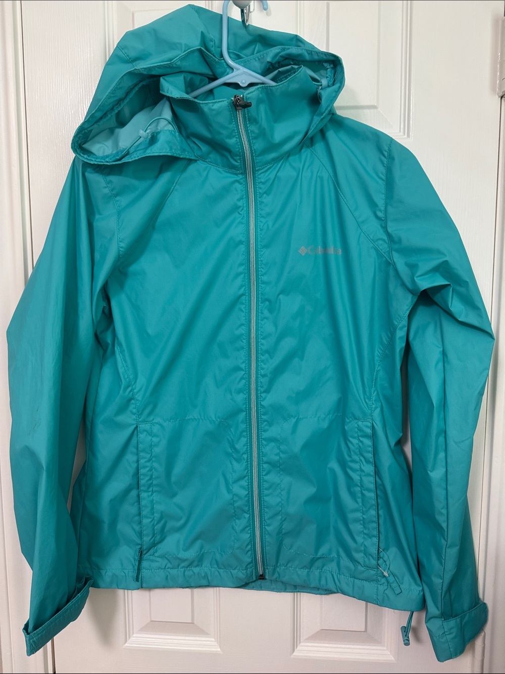 Columbia Women's Teal Hooded Windbreaker Jacket